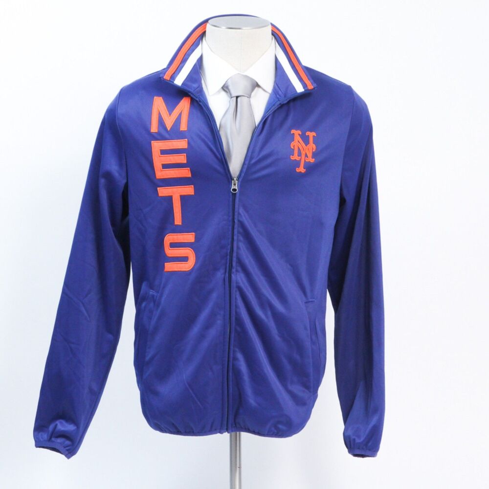 G-III Sports Carl Banks NY Mets Earned Run Full Zip Jacket Mens Small Blue MLB